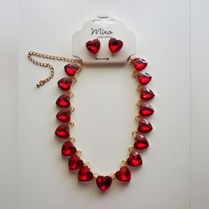 Crystal Heart Necklace and Earrings Set